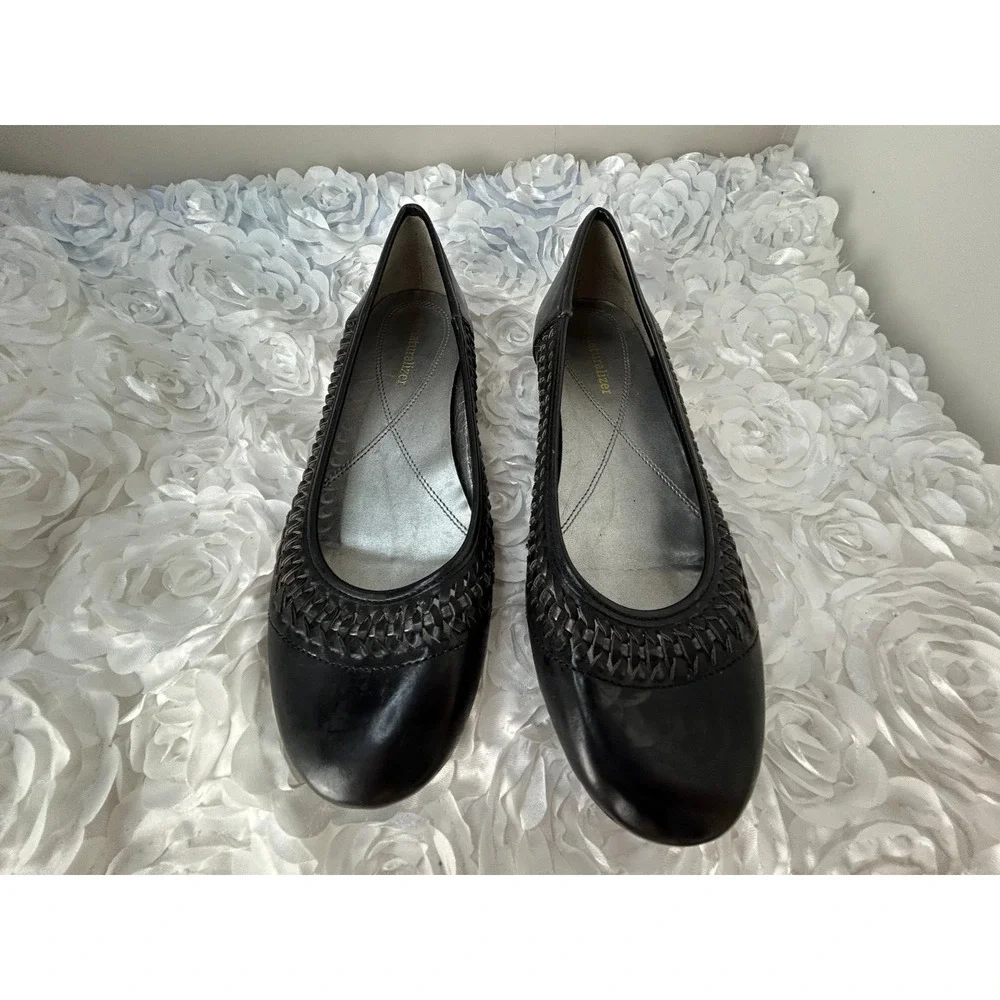 Natualizer Leather Flats Loafer‎ Shoes Women's 9 M Black Braided Weave Comfort